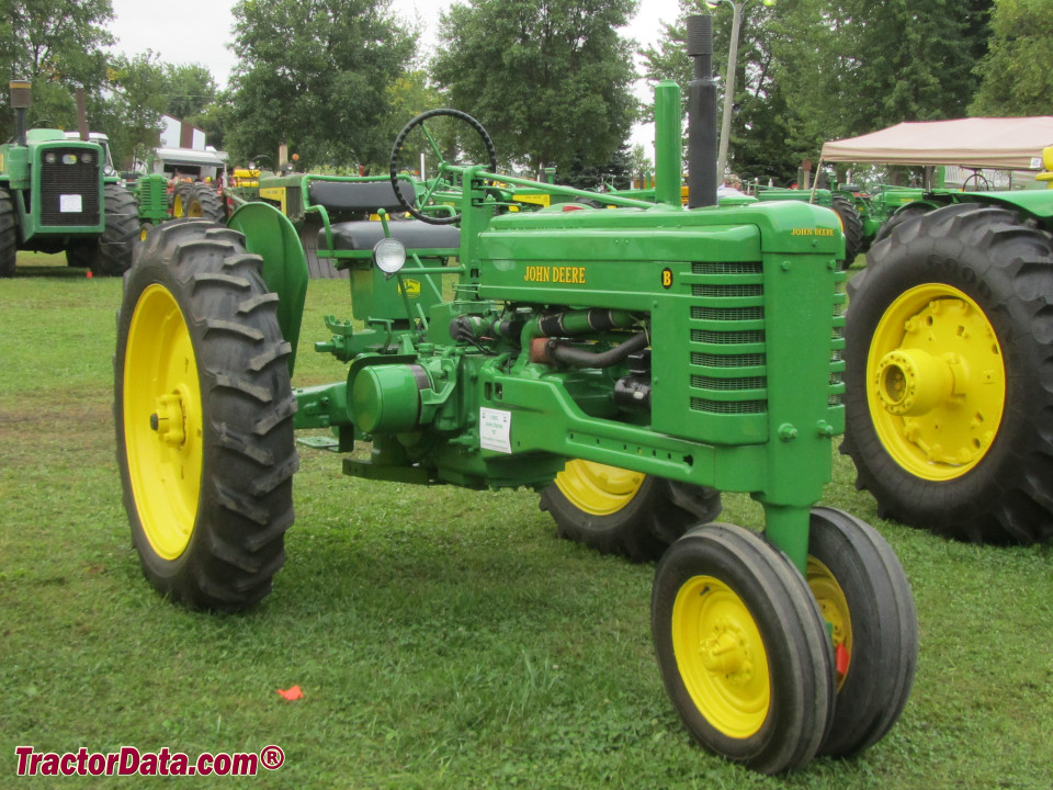 Late-styled John Deere model B tractor.