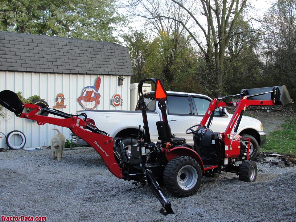 Mahindra Max 25 with backhoe and front-end loader.