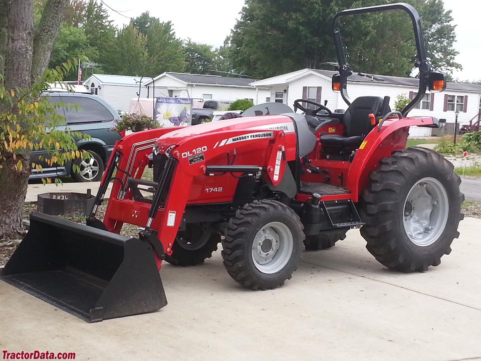 Massey Ferguson 1742 with DK120 front-end loader and ROPS.