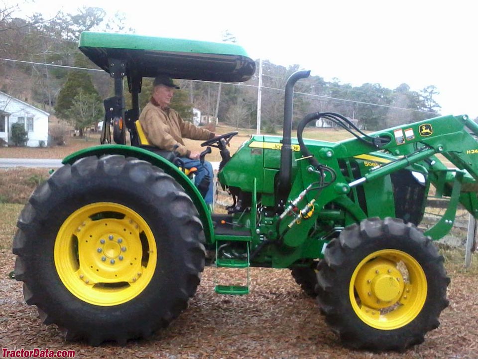 John Deere 5085E with front-end loader.