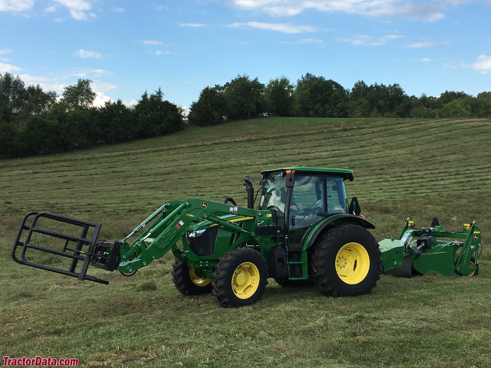 John Deere 5100M with H260 front-end loader and premium cab.