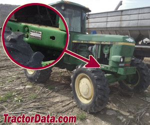 John Deere 4240S serial number location