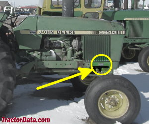 John Deere 2640 serial number location