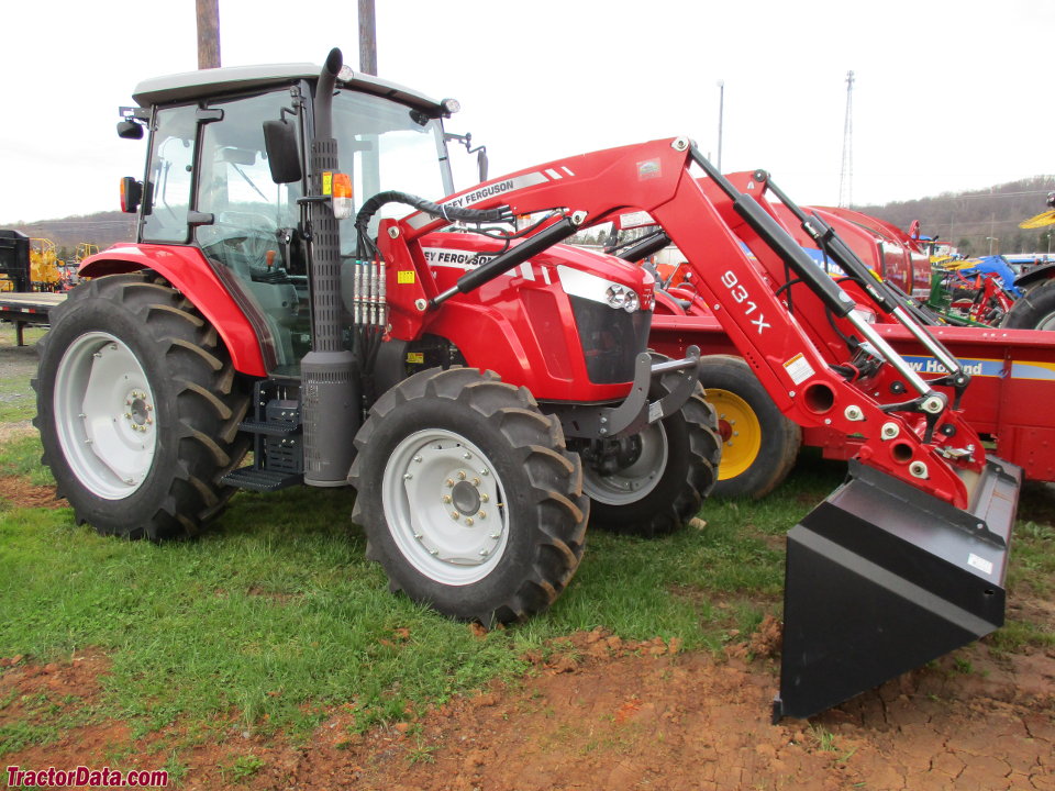 Massey Ferguson 5711 with 931X front-end loader, right side.