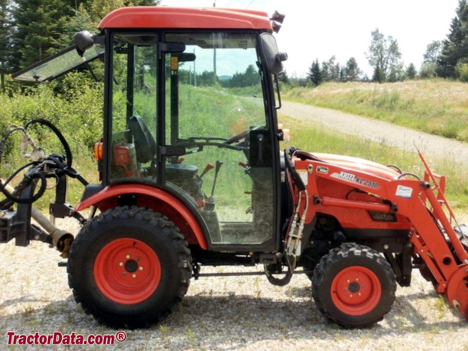 Kioti CK2510 compact utility tractor with cab and KL2510 front-end loader.