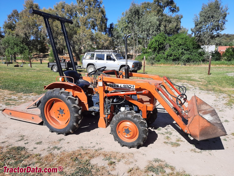 Kubota L1801 compact utility tractor, right side.