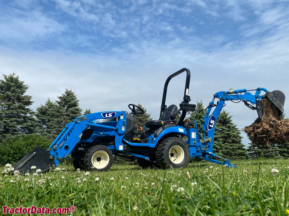 LS MT122 with LL1101 front-end loader and LB1107 backhoe.